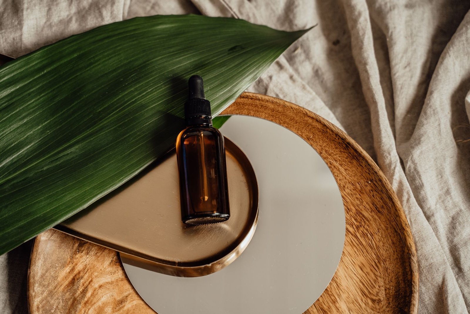 Aurelia Botanics products styled among leaves in natural light