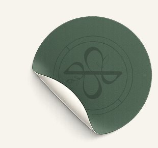The Aurelia Botanics round seal applied as a sticker