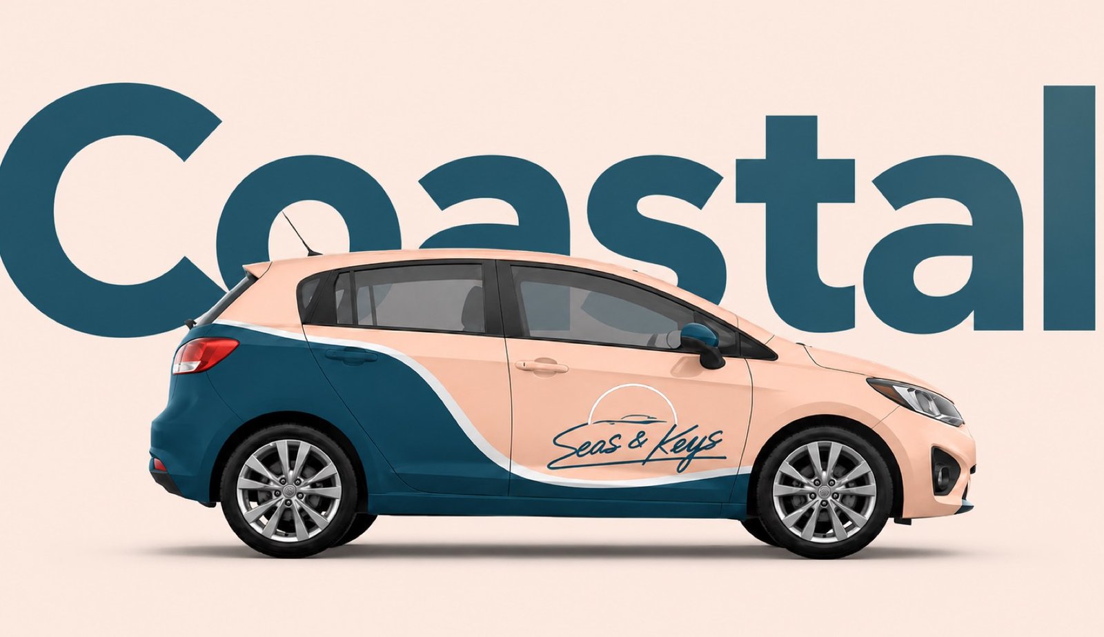 Vehicle wrapped in the Seas & Keys secondary color palette