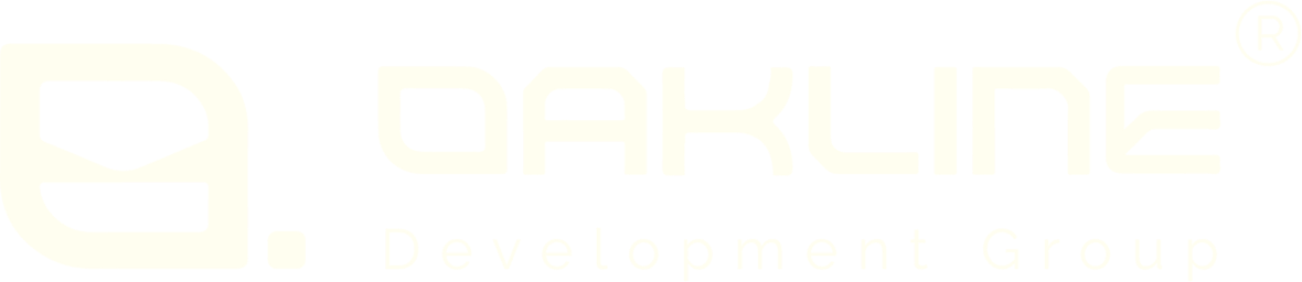The Oakline Development Group wordmark in white