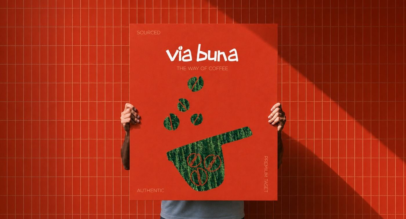 Via Buna coffee brand poster
